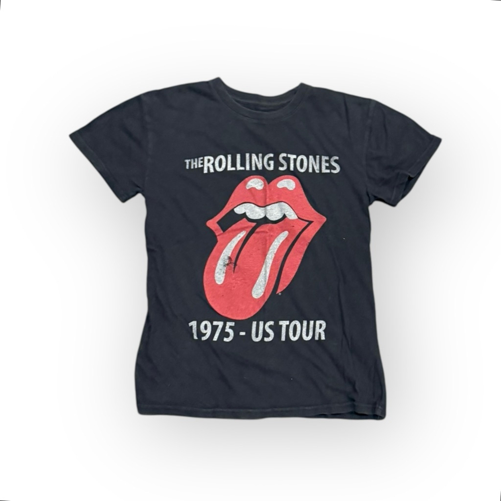 The Rolling Stones Women’s 1975-US Tour Graphic T-shirt Size XS Faded Black - Picture 2 of 8
